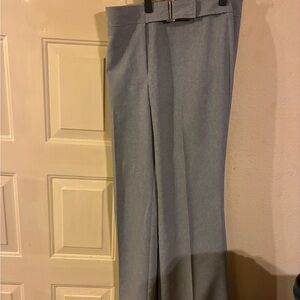 High-Waist Light Blue Wide-Leg Dress Pants with Belt